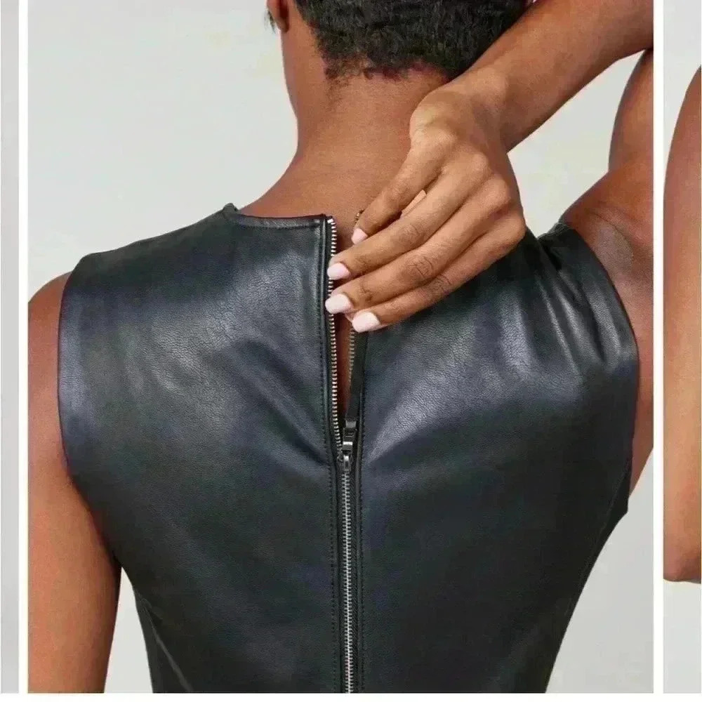 NWT Spanx Leather-Like Combo Fitted Dress, Womens 1X, XL - Picture 3 of 5